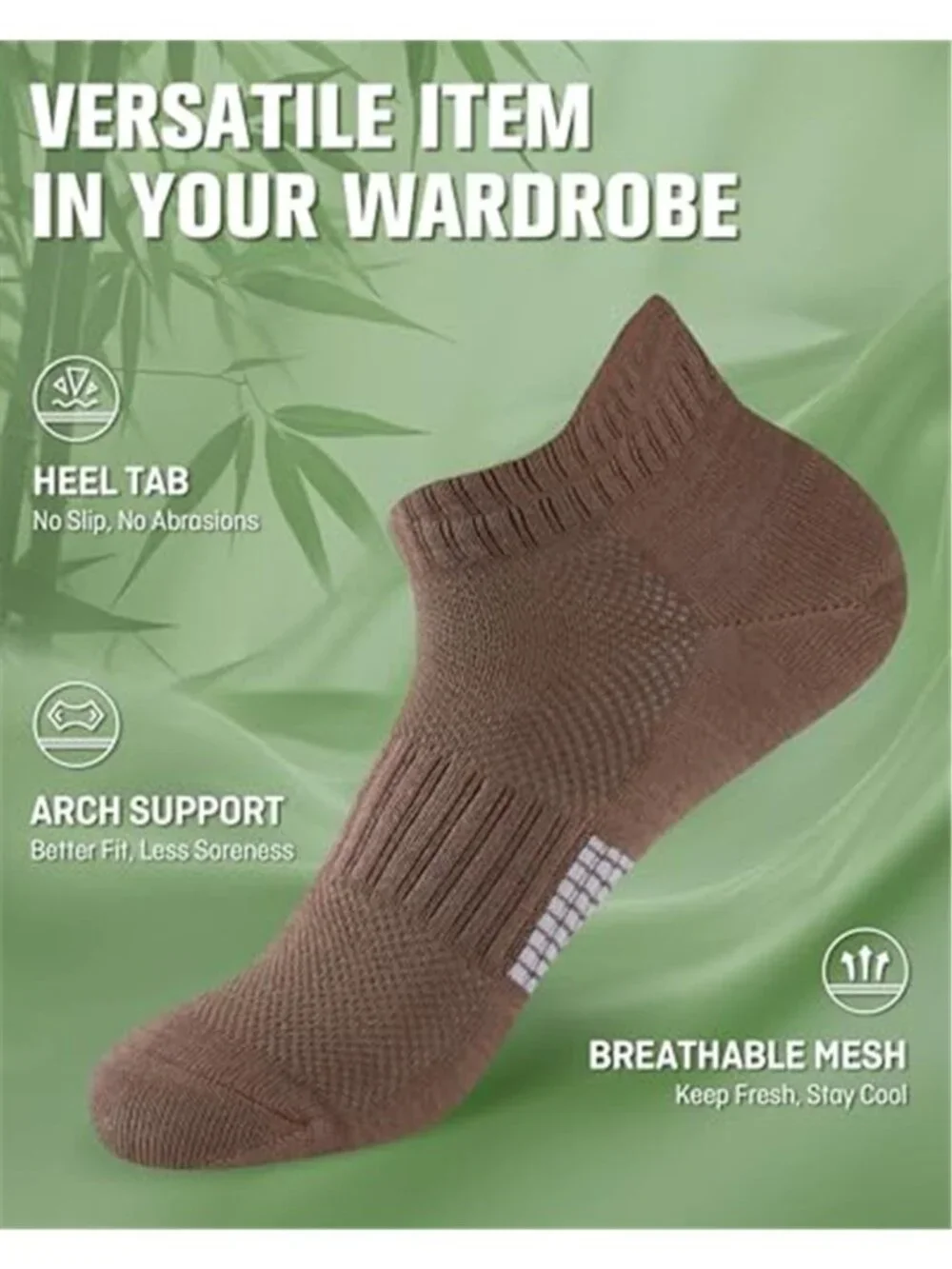 6 Pairs Women's Ankle Socks Breathable Bamboo Viscose Low Cut Thin Socks